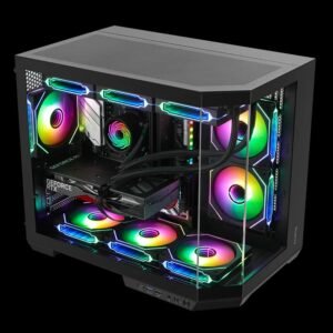 2025/12/1000381608.jpg Segotep Lumi 3T M-ATX PC Case | Tempered Glass Side | USB Type-C | Supports 360mm Radiator | High Airflow Gaming Case | Compact & Sleek Design | BLACK