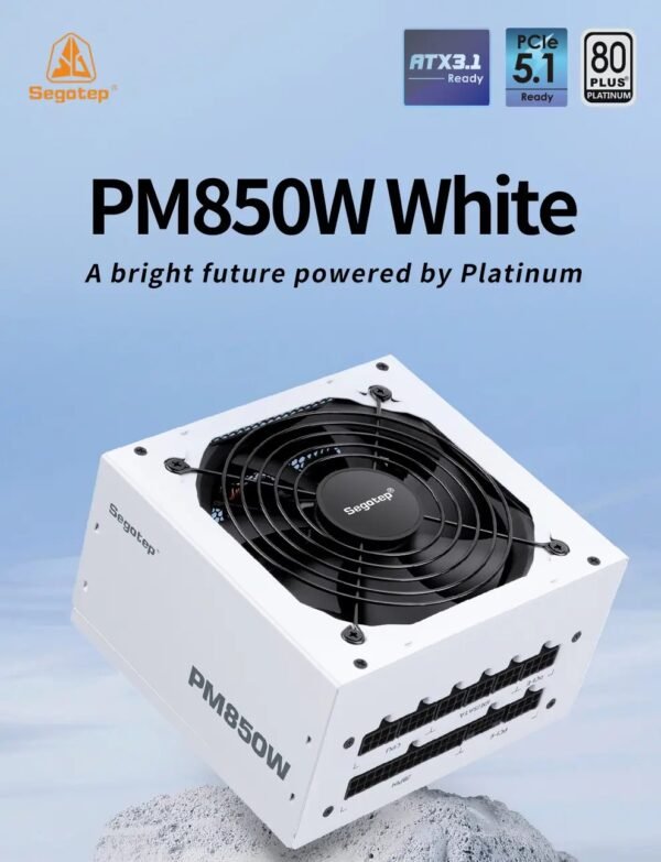 2025/12/1000381621.jpg Segotep PM850W | 850W Fully Modular Power Supply | 80+ Platinum | ATX 3.1 | PCIe 5.1 Ready | AI Temp Control | Clean Aesthetic, Peak Efficiency | White