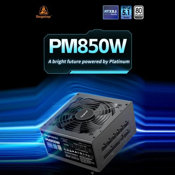 2025/12/1000381829.jpg Segotep PM850W | 850W Fully Modular Power Supply | 80+ Platinum | ATX 3.1 | PCIe 5.1 Ready | AI Temp Control | Clean Aesthetic, Peak Efficiency | Black