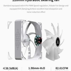 SEGOTEP LUMOS G6 – Air CPU Cooler ARGB Cooling Fan 6 Copper Heat Pipes CPU Radiator with FDB Bearing 120mm Fan PWM 1800 RPM – 82 CFM – RGB Top cover – WHITE