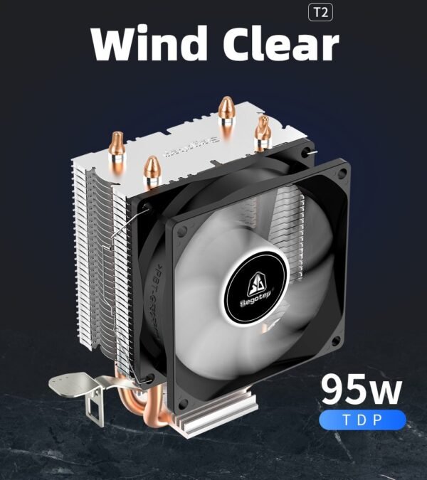 2025/12/1000381859.jpg Segotep T2 Dual Heat Pipes CPU Cooler Processor 3 Pin Ventilator PC Quiet Intel LGA 1700 1200 115X AMD AM4 CPU Air Cooling – Fluid Bearing – Honeycomb Turbine
