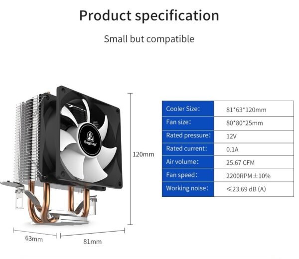 2025/12/1000381860.jpg Segotep T2 Dual Heat Pipes CPU Cooler Processor 3 Pin Ventilator PC Quiet Intel LGA 1700 1200 115X AMD AM4 CPU Air Cooling – Fluid Bearing – Honeycomb Turbine