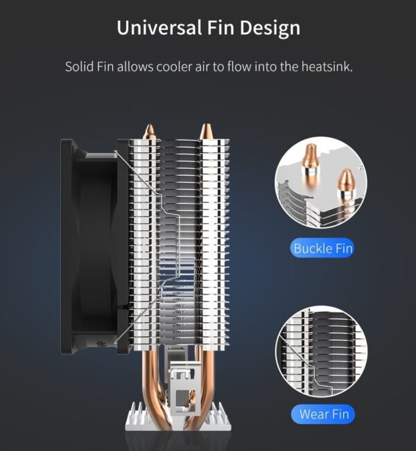 2025/12/1000381862.jpg Segotep T2 Dual Heat Pipes CPU Cooler Processor 3 Pin Ventilator PC Quiet Intel LGA 1700 1200 115X AMD AM4 CPU Air Cooling – Fluid Bearing – Honeycomb Turbine