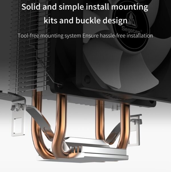 2025/12/1000381863.jpg Segotep T2 Dual Heat Pipes CPU Cooler Processor 3 Pin Ventilator PC Quiet Intel LGA 1700 1200 115X AMD AM4 CPU Air Cooling – Fluid Bearing – Honeycomb Turbine