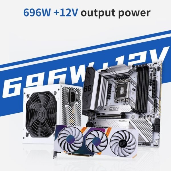 Segotep AN750W White Iceberg Edition 750W 80 PLUS PSU With 87.47% Efficiency, Active PFC, 120mm Hydraulic Bearing Fan, Flat White Cables & Smart Temp Control