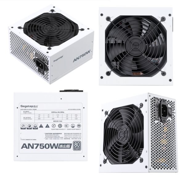 Segotep AN750W White Iceberg Edition 750W 80 PLUS PSU With 87.47% Efficiency, Active PFC, 120mm Hydraulic Bearing Fan, Flat White Cables & Smart Temp Control
