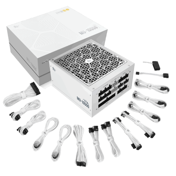 Segotep MU-1000G 1000W PSU Kunlun 80 Plus Gold Certification ATX 3.0 & PCIe 5.0 Full Modular Power Supply Active PFC FDB Fan LLC Pro + DC-DC Framework – WHITE