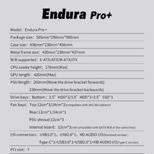 Segotep Endura Pro+ PC Gaming Case (E-ATX / ATX / M-ATX / ITX Supported) 436mm*230mm*456mm , Tempered Glass , Supports up to 360mm radiators , No Build-in Fans – White