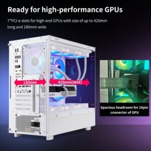 Segotep Endura Pro+ PC Gaming Case (E-ATX / ATX / M-ATX / ITX Supported) 436mm*230mm*456mm , Tempered Glass , Supports up to 360mm radiators , No Build-in Fans – White