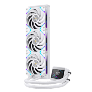 SEGOTEP MU360 Liquid Cooler White 360mm AIO with 2.4-inch IPS Digital Display, Modular ARGB Fans, EPDM Tubing, 9-Pole Pump, <320W TDP Support for Intel and AMD Platforms