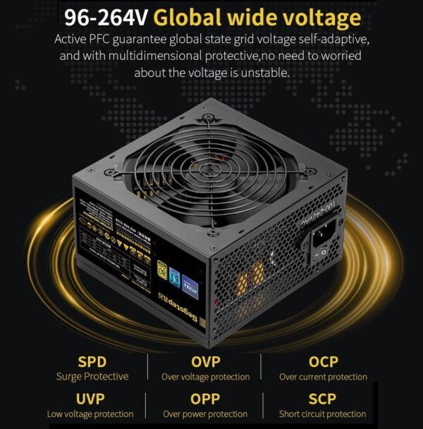 2025/12/1000382154.jpg Segotep GN750W ATX 3.1 PCIe 5.1 750W 80 Plus Gold Power Supply With Native 16-Pin 450W 12VHPWR Cable, LLC+DC-DC Platform, 120mm Hydraulic Fan, Full Voltage Protection | BLACK