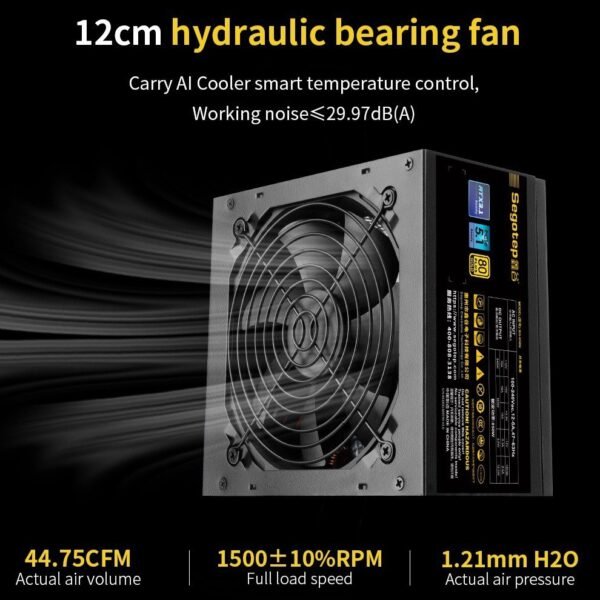 2025/12/1000382155.jpg Segotep GN750W ATX 3.1 PCIe 5.1 750W 80 Plus Gold Power Supply With Native 16-Pin 450W 12VHPWR Cable, LLC+DC-DC Platform, 120mm Hydraulic Fan, Full Voltage Protection | BLACK