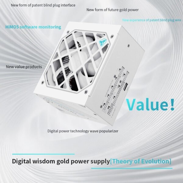 Segotep DM-850G 850W Digital Gold Power Supply ATX3.1 PCIe5.1 Ready 80PLUS Gold PPLP Certified Dual-Core MCU AI Monitoring HiMOS USB Blind Plug Compact High-Density Design | WHITE