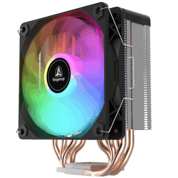 Segotep F16 ARGB CPU Air Cooler with 6×6mm Copper Heat Pipes, Detachable Digital Display, 120mm Hydraulic Bearing Fan, 155mm Tower Height, Intel LGA/AMD AM4/AM5 Compatible | Black