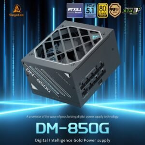 Segotep DM-850G 850W Digital Gold Power Supply ATX3.1 PCIe5.1 Ready 80PLUS Gold PPLP Certified Dual-Core MCU AI Monitoring HiMOS USB Blind Plug Compact High-Density Design | BLACK