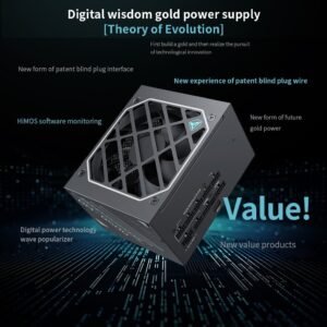 Segotep DM-850G 850W Digital Gold Power Supply ATX3.1 PCIe5.1 Ready 80PLUS Gold PPLP Certified Dual-Core MCU AI Monitoring HiMOS USB Blind Plug Compact High-Density Design | BLACK