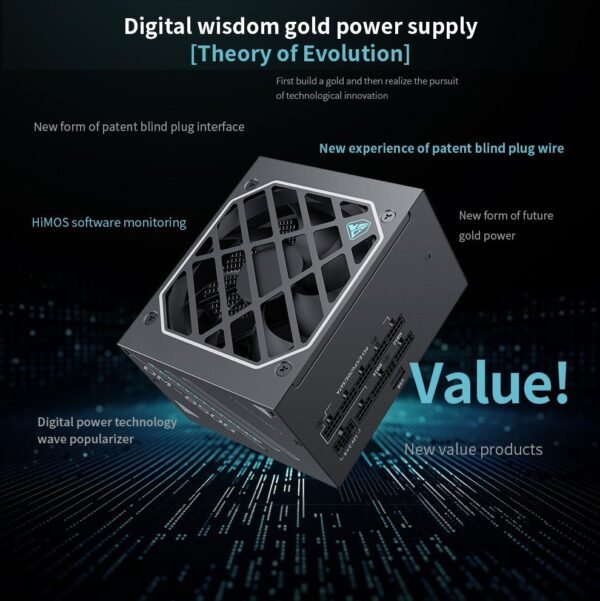 Segotep DM-850G 850W Digital Gold Power Supply ATX3.1 PCIe5.1 Ready 80PLUS Gold PPLP Certified Dual-Core MCU AI Monitoring HiMOS USB Blind Plug Compact High-Density Design | BLACK