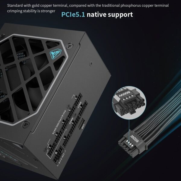 Segotep DM-850G 850W Digital Gold Power Supply ATX3.1 PCIe5.1 Ready 80PLUS Gold PPLP Certified Dual-Core MCU AI Monitoring HiMOS USB Blind Plug Compact High-Density Design | BLACK