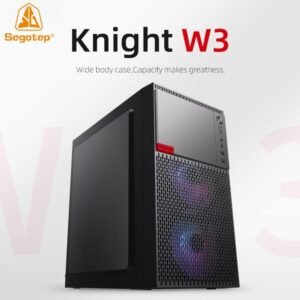 Segotep Knight W3 M-ATX PC Case in Black with Dual Front & Single Rear 12cm Fan Support, 155mm CPU Radiator Height, 280mm GPU Length, ITX/M-ATX Compatibility, and Sleek Business Design