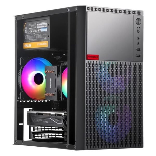 2025/12/1000382284.jpg Segotep Knight W3 M-ATX PC Case in Black with Dual Front & Single Rear 12cm Fan Support, 155mm CPU Radiator Height, 280mm GPU Length, ITX/M-ATX Compatibility, and Sleek Business Design
