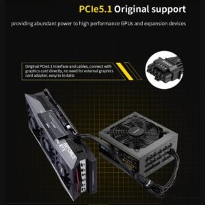 Segotep GM1250W Gaming Power Supply ATX3.1 PCIe 5.1 Interface 1250W 80 Plus Gold Full Modular PSU ; Dual 12V Rails (12V-2X6) for high-performance GPUs  ; 135mm Double Ball Bearing Fan with Smart Temperature Control ;  Full Safety Protections ; 93.13% Efficiency | BLACK