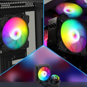 AsiaFox 120mm RGB PC Case Fan Black With Hydro Bearing 1200RPM 64CFM Airflow 24dBA Quiet Operation Molex 4 Pin Connector And 40000 Hour Lifespan