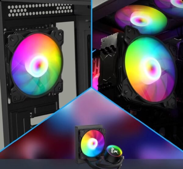 AsiaFox 120mm RGB PC Case Fan Black With Hydro Bearing 1200RPM 64CFM Airflow 24dBA Quiet Operation Molex 4 Pin Connector And 40000 Hour Lifespan