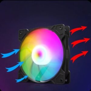 AsiaFox 120mm RGB PC Case Fan Black With Hydro Bearing 1200RPM 64CFM Airflow 24dBA Quiet Operation Molex 4 Pin Connector And 40000 Hour Lifespan