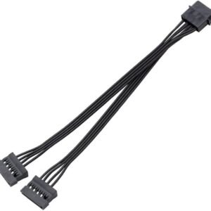 ASIAHORSE Molex to SATA Power Cable Converter – 1-to-2 Splitter, 400mm Length, Black, High-Quality Sleeved Cable for HDD, SSD