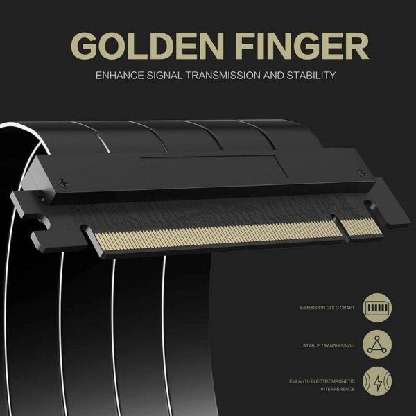 ASIAHORSE PCIE 3.0 Soft 90° 20cm Black Extension Cable | High-Speed GPU Riser | Flexible Shielded Design | Easy Installation for Custom Builds