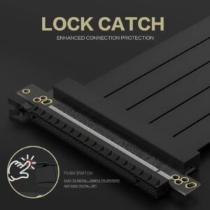 ASIAHORSE PCIe 4.0 90° 20cm Soft Cable – Black Flexible GPU Riser, High-Speed PCI Express Gen4, Durable Design for Vertical or Compact PC Builds