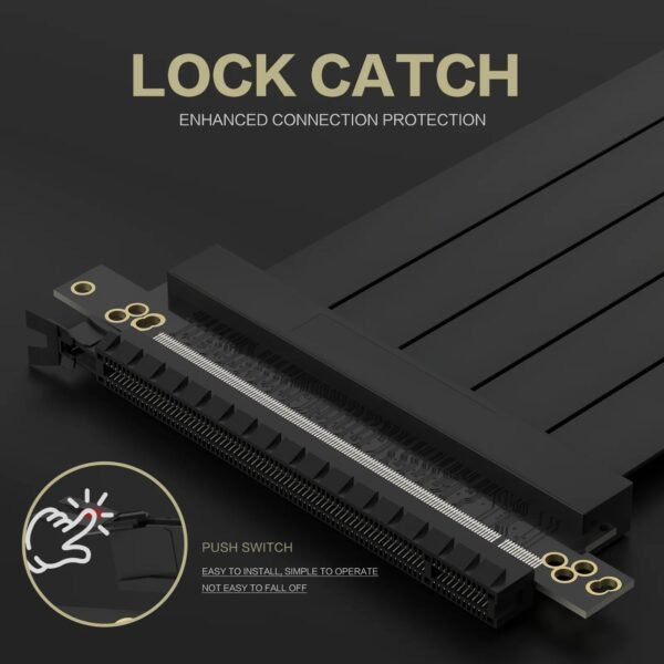 ASIAHORSE PCIe 4.0 90° 20cm Soft Cable – Black Flexible GPU Riser, High-Speed PCI Express Gen4, Durable Design for Vertical or Compact PC Builds