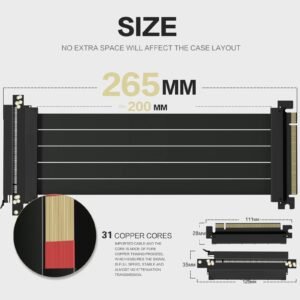 ASIAHORSE PCIe 4.0 90° 20cm Soft Cable – Black Flexible GPU Riser, High-Speed PCI Express Gen4, Durable Design for Vertical or Compact PC Builds