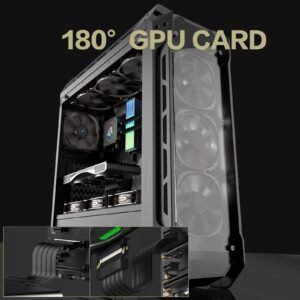 ASIAHORSE PCIe 4.0 90° 20cm Soft Cable – Black Flexible GPU Riser, High-Speed PCI Express Gen4, Durable Design for Vertical or Compact PC Builds