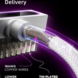 ASIAHORSE Hydrus 24-Pin ARGB PSU Left Extension Cable 500mm White – 18AWG Wires, RGB Lighting, 12V, 20.8A Current, 250W Rated Power, Premium PVC Build