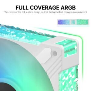 ASIAHORSE FS S001 ARGB 120mm Fan 3-Pack White – High Airflow, 800–1800RPM, Hydraulic Bearing, 57CFM, 6-Pin with Hub Controller, Low Noise