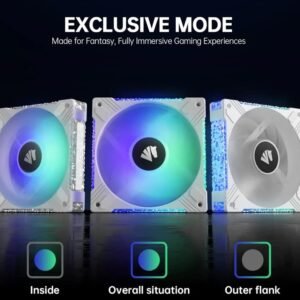 ASIAHORSE FS S001 ARGB 120mm Fan 3-Pack White – High Airflow, 800–1800RPM, Hydraulic Bearing, 57CFM, 6-Pin with Hub Controller, Low Noise