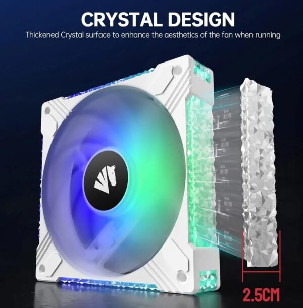 ASIAHORSE FS S001 ARGB 120mm Fan 3-Pack White – High Airflow, 800–1800RPM, Hydraulic Bearing, 57CFM, 6-Pin with Hub Controller, Low Noise