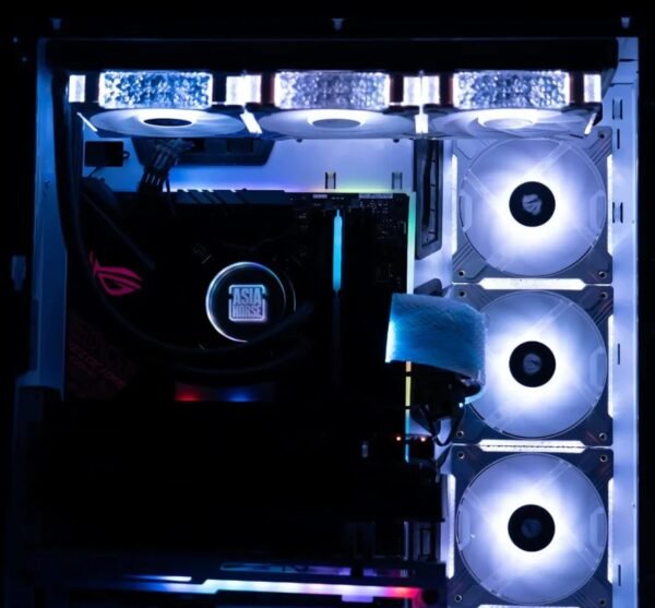 ASIAHORSE FS S001 ARGB 120mm Fan 3-Pack White – High Airflow, 800–1800RPM, Hydraulic Bearing, 57CFM, 6-Pin with Hub Controller, Low Noise