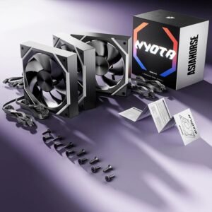 ASIAHORSE NYOTA ARGB 120mm Fan 3-Pack Forward Black – PWM 800–2000RPM, 61.5 CFM Airflow, <29dBA Noise, Hydraulic Bearing, ARGB Sync, High-Performance Cooling