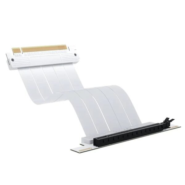 AsiaHorse PCIe 4.0 Soft Cable 90° 20cm White – High-Speed GPU Extension, Gold-Pin Conductivity, Pure Copper Core, Durable Protector, Full PCIe 4.0/3.0 Support