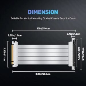 AsiaHorse PCIe 4.0 Soft Cable 90° 20cm White – High-Speed GPU Extension, Gold-Pin Conductivity, Pure Copper Core, Durable Protector, Full PCIe 4.0/3.0 Support