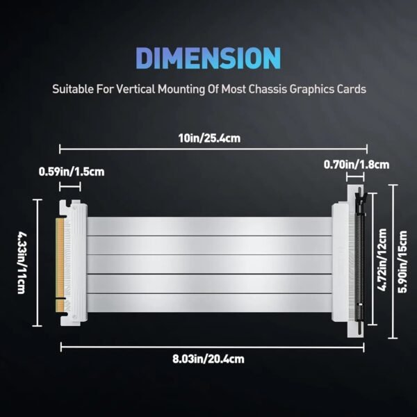 AsiaHorse PCIe 4.0 Soft Cable 90° 20cm White – High-Speed GPU Extension, Gold-Pin Conductivity, Pure Copper Core, Durable Protector, Full PCIe 4.0/3.0 Support