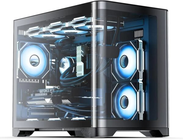 AsiaHorse Pegasus Mid Tower M-ATX Case Black – Full Tempered Glass, Curved Panel, Type-C I/O, 360mm Water Cooling Support, 400mm GPU Clearance
