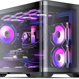 AsiaHorse Pegasus Mid Tower M-ATX Case Black – Full Tempered Glass, Curved Panel, Type-C I/O, 360mm Water Cooling Support, 400mm GPU Clearance
