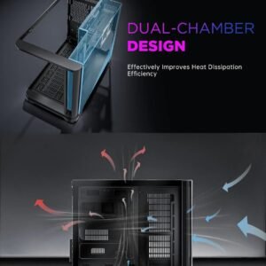 AsiaHorse Pegasus Mid Tower M-ATX Case Black – Full Tempered Glass, Curved Panel, Type-C I/O, 360mm Water Cooling Support, 400mm GPU Clearance