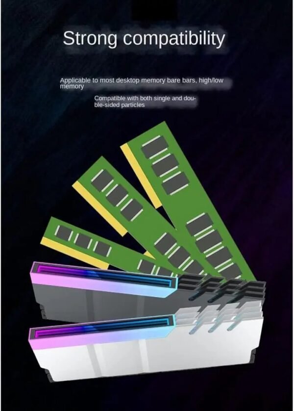 2025/12/1000384865.jpg ASIAHORSE HAPTUFER ARGB RAM Heatsink for DDR4 & DDR5 – 5V Sync, 10 ARGB LEDs, Aura 3-Pin Connector, 134mm Length, Black Aluminum Cooling Cover