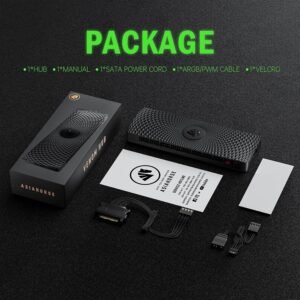 2025/12/1000384872.jpg ASIAHORSE Zezzio 9-Port ARGB & PWM Fan Hub – Supports 9x 5V 3-Pin ARGB Fans & 9x PWM Fans, Aura Sync Compatible, Clean Cable Management, Black