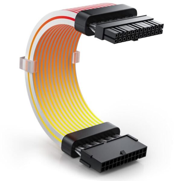 ASIAHORSE 18AWG 24-Pin ARGB Single SR Strimmer – Black | 5V 3-Pin Sync with AURA, MSI, Gigabyte, ASRock | TPE Silicone-Sleeved Cable Extension