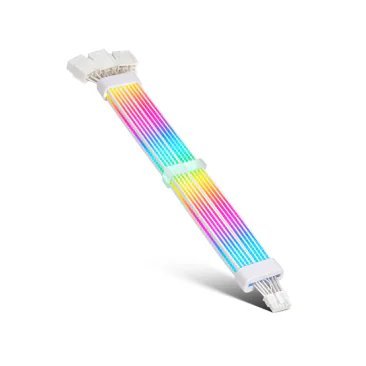 ASIAHORSE 16AWG GPU 12VHPWR 12-Pin to 4-Pin 1-to-3 ARGB Extension Cable – 340mm, Dual LED Module, 54 LEDs, Silicone + Silver-Plated Wire, White